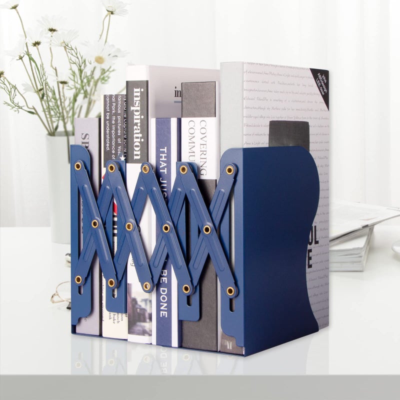 Aobopar Metal Bookends - Heavy Duty Book Holders for Shelves, Suitable for Office, Home and School Use (Dark Blue) - Image 2